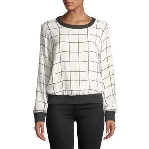 Milly Check-Print Silk Georgette Sweatshirt